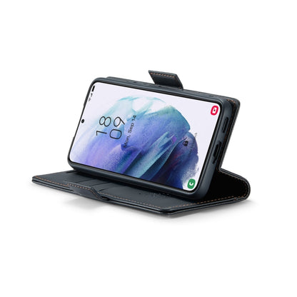 For Samsung Galaxy S21 5G CaseMe 023 Butterfly Buckle Litchi Texture RFID Anti-theft Leather Phone Case(Black) by CaseMe