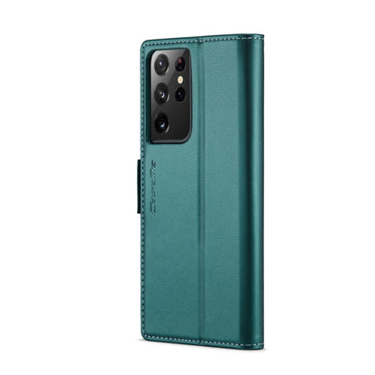 For Samsung Galaxy S21 Ultra 5G CaseMe 023 Butterfly Buckle Litchi Texture RFID Anti-theft Leather Phone Case(Pearly Blue) by CaseMe