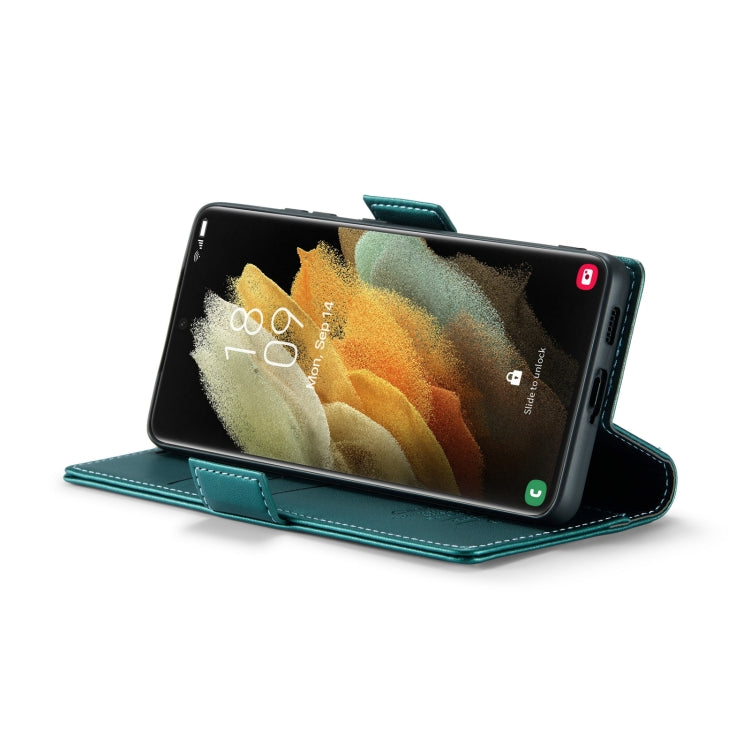 For Samsung Galaxy S21 Ultra 5G CaseMe 023 Butterfly Buckle Litchi Texture RFID Anti-theft Leather Phone Case(Pearly Blue) by CaseMe