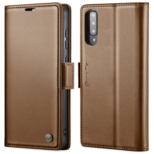 For Samsung Galaxy A30s / A50s / A50 CaseMe 023 Butterfly Buckle Litchi Texture RFID Anti-theft Leather Phone Case(Brown) by CaseMe