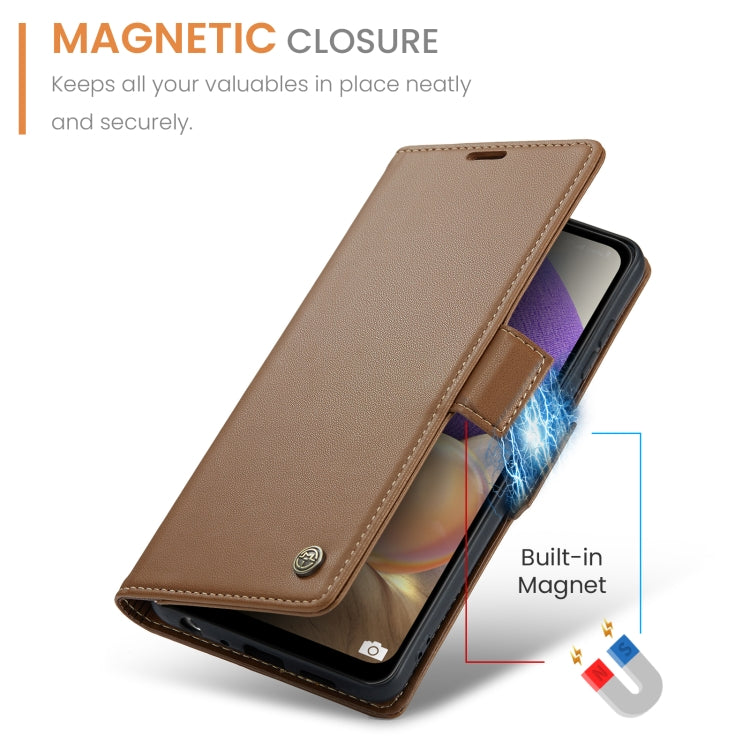 For Samsung Galaxy A32 5G / M32 5G CaseMe 023 Butterfly Buckle Litchi Texture RFID Anti-theft Leather Phone Case(Brown) by CaseMe