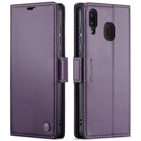 For Samsung Galaxy A40 CaseMe 023 Butterfly Buckle Litchi Texture RFID Anti-theft Leather Phone Case(Pearly Purple) by CaseMe