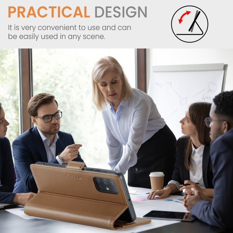 For Samsung Galaxy A71 4G CaseMe 023 Butterfly Buckle Litchi Texture RFID Anti-theft Leather Phone Case(Brown) by CaseMe