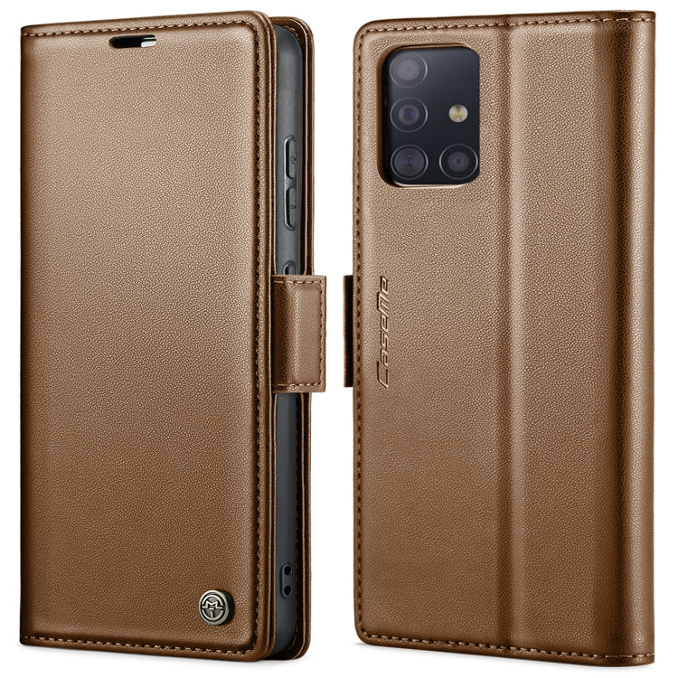 For Samsung Galaxy A71 4G CaseMe 023 Butterfly Buckle Litchi Texture RFID Anti-theft Leather Phone Case(Brown) by CaseMe