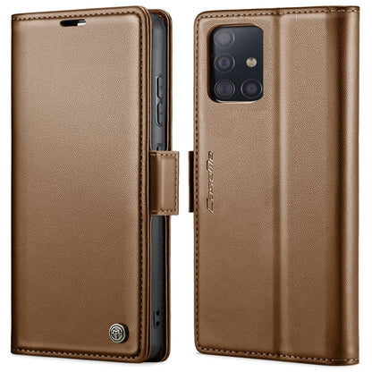 For Samsung Galaxy A71 4G CaseMe 023 Butterfly Buckle Litchi Texture RFID Anti-theft Leather Phone Case(Brown) by CaseMe