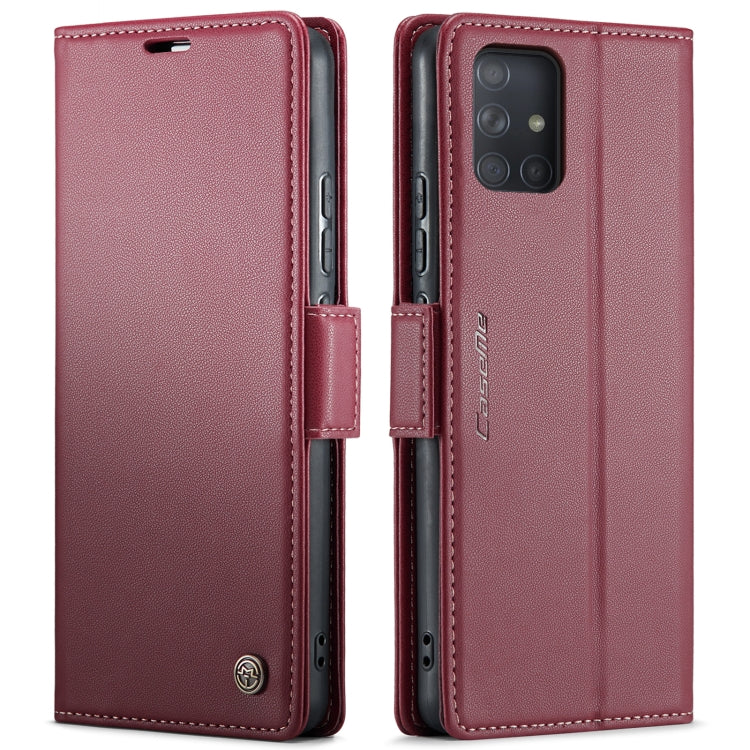 For Samsung Galaxy A71 4G CaseMe 023 Butterfly Buckle Litchi Texture RFID Anti-theft Leather Phone Case(Wine Red) by CaseMe