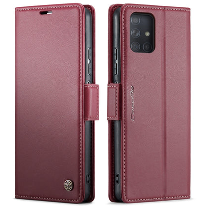 For Samsung Galaxy A71 4G CaseMe 023 Butterfly Buckle Litchi Texture RFID Anti-theft Leather Phone Case(Wine Red) by CaseMe