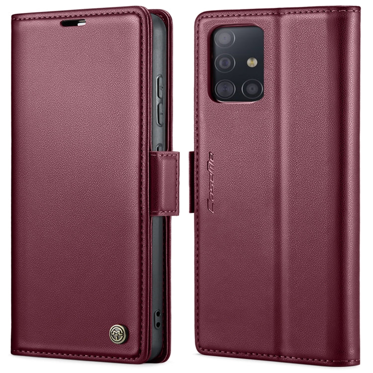 For Samsung Galaxy A71 4G CaseMe 023 Butterfly Buckle Litchi Texture RFID Anti-theft Leather Phone Case(Wine Red) by CaseMe