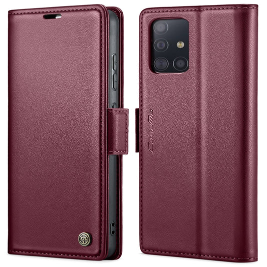 For Samsung Galaxy A71 4G CaseMe 023 Butterfly Buckle Litchi Texture RFID Anti-theft Leather Phone Case(Wine Red) by CaseMe