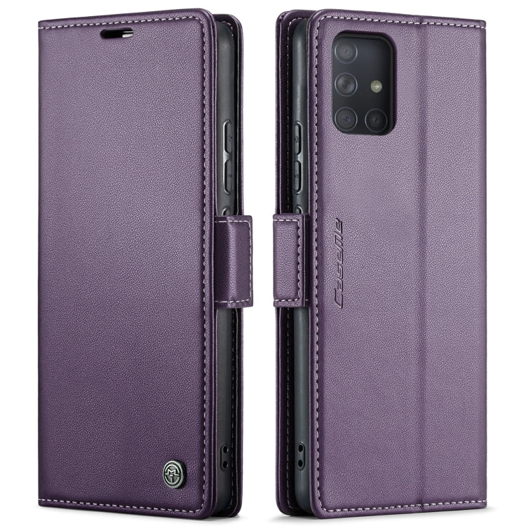 For Samsung Galaxy A71 4G CaseMe 023 Butterfly Buckle Litchi Texture RFID Anti-theft Leather Phone Case(Pearly Purple) by CaseMe