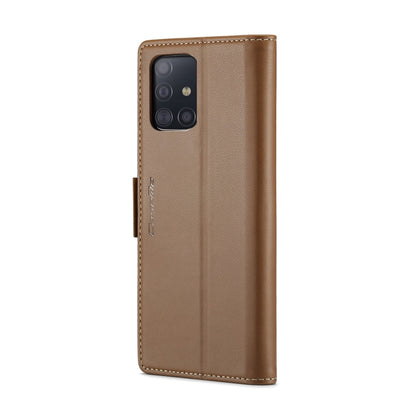 For Samsung Galaxy A51 4G/M40s CaseMe 023 Butterfly Buckle Litchi Texture RFID Anti-theft Leather Phone Case(Brown) - Galaxy Phone Cases by CaseMe | Online Shopping UK | buy2fix