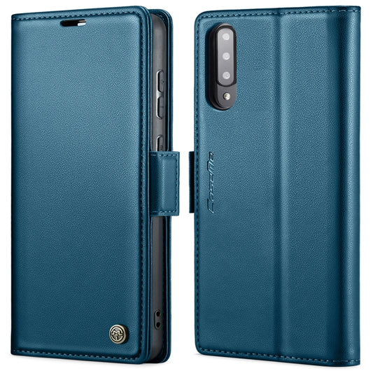 For Samsung Galaxy A70/A70s CaseMe 023 Butterfly Buckle Litchi Texture RFID Anti-theft Leather Phone Case(Blue) - Galaxy Phone Cases by CaseMe | Online Shopping UK | buy2fix