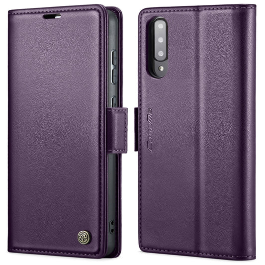 For Samsung Galaxy A70/A70s CaseMe 023 Butterfly Buckle Litchi Texture RFID Anti-theft Leather Phone Case(Pearly Purple) by CaseMe