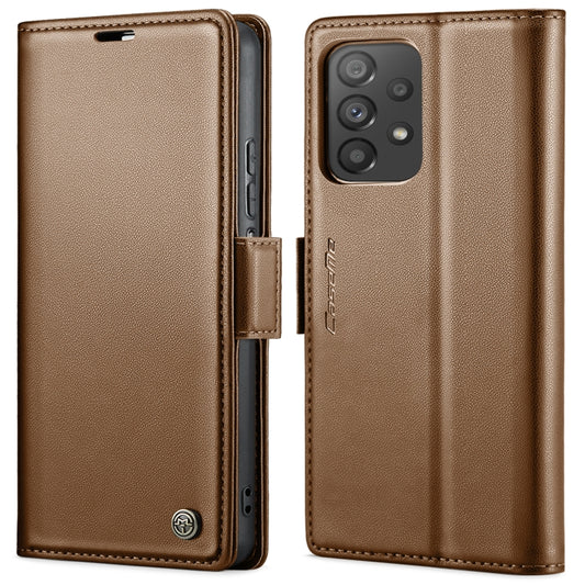 For Samsung Galaxy A72 CaseMe 023 Butterfly Buckle Litchi Texture RFID Anti-theft Leather Phone Case(Brown) by CaseMe