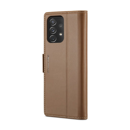 For Samsung Galaxy A72 CaseMe 023 Butterfly Buckle Litchi Texture RFID Anti-theft Leather Phone Case(Brown) by CaseMe