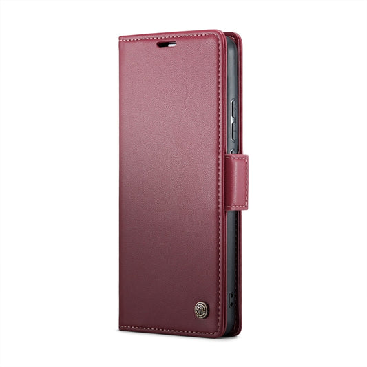 For Samsung Galaxy A72 CaseMe 023 Butterfly Buckle Litchi Texture RFID Anti-theft Leather Phone Case(Wine Red) by CaseMe