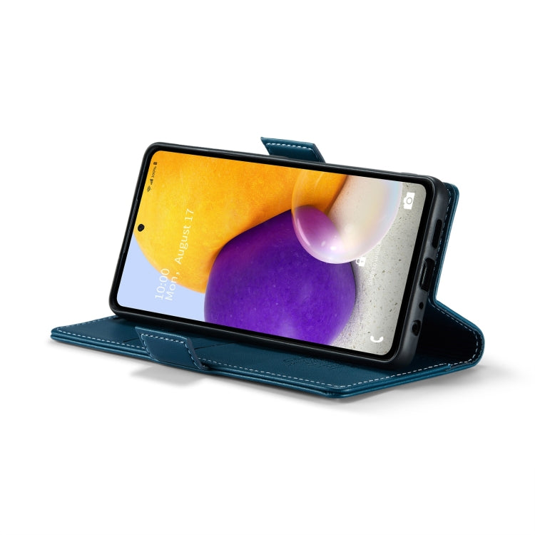 For Samsung Galaxy A72 CaseMe 023 Butterfly Buckle Litchi Texture RFID Anti-theft Leather Phone Case(Blue) by CaseMe