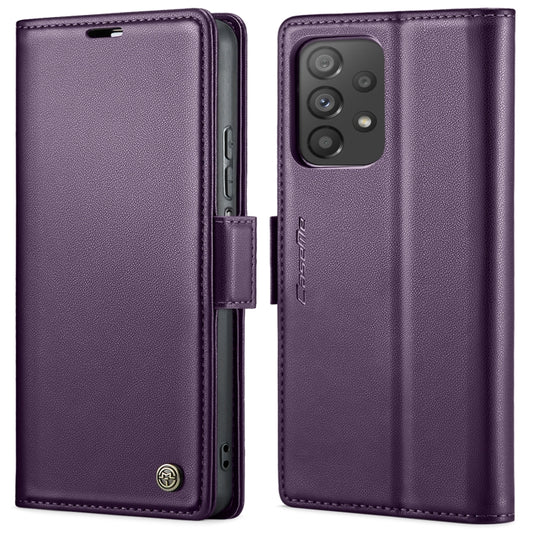 For Samsung Galaxy A72 CaseMe 023 Butterfly Buckle Litchi Texture RFID Anti-theft Leather Phone Case(Pearly Purple) by CaseMe