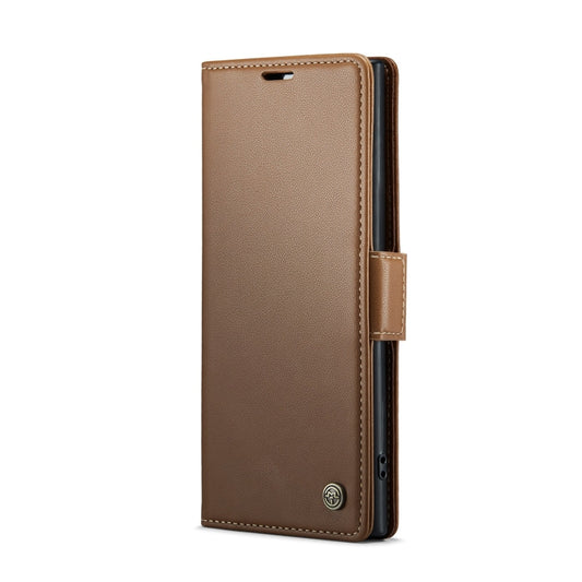 For Samsung Galaxy Note10+ CaseMe 023 Butterfly Buckle Litchi Texture RFID Anti-theft Leather Phone Case(Brown) by CaseMe