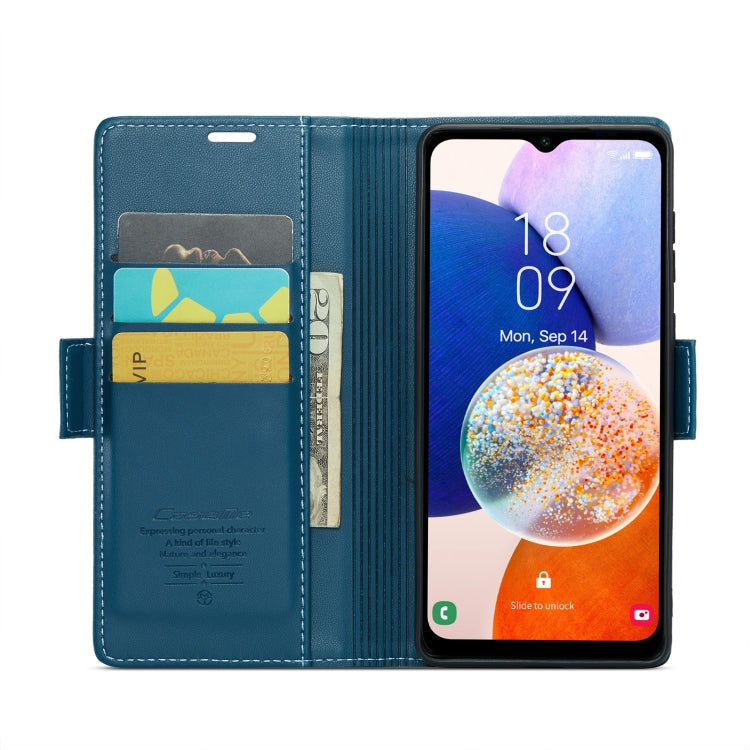For Samsung Galaxy A14 4G/5G CaseMe 023 Butterfly Buckle Litchi Texture RFID Anti-theft Leather Phone Case(Blue) by CaseMe