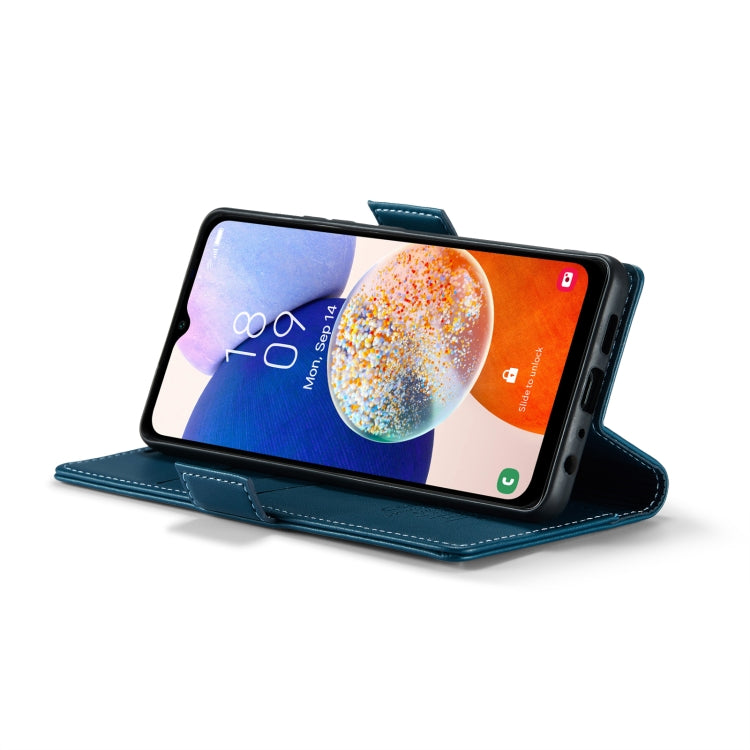 For Samsung Galaxy A14 4G/5G CaseMe 023 Butterfly Buckle Litchi Texture RFID Anti-theft Leather Phone Case(Blue) by CaseMe