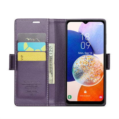 For Samsung Galaxy A14 4G/5G CaseMe 023 Butterfly Buckle Litchi Texture RFID Anti-theft Leather Phone Case(Pearly Purple) by CaseMe