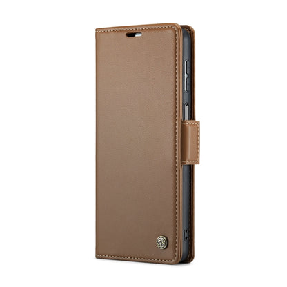 For Samsung Galaxy A24 4G CaseMe 023 Butterfly Buckle Litchi Texture RFID Anti-theft Leather Phone Case(Brown) by CaseMe