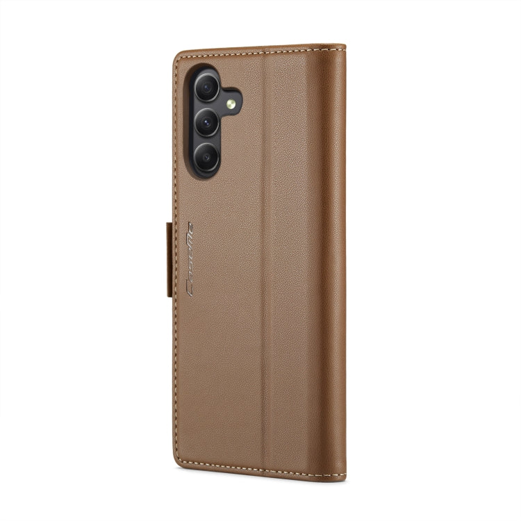 For Samsung Galaxy A24 4G CaseMe 023 Butterfly Buckle Litchi Texture RFID Anti-theft Leather Phone Case(Brown) by CaseMe