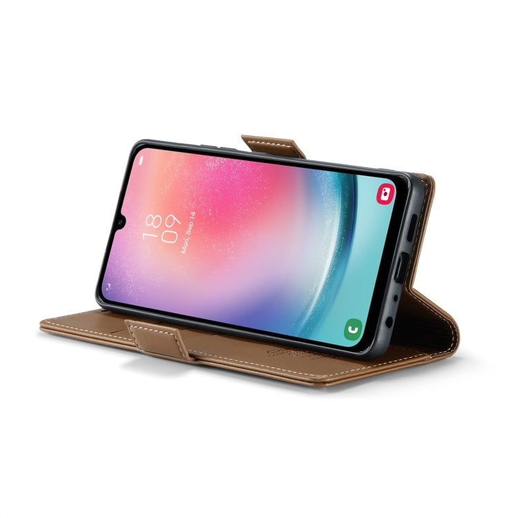 For Samsung Galaxy A24 4G CaseMe 023 Butterfly Buckle Litchi Texture RFID Anti-theft Leather Phone Case(Brown) by CaseMe