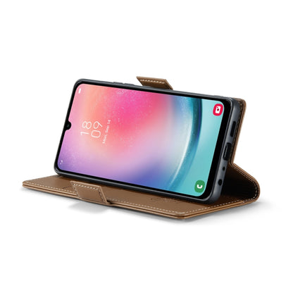 For Samsung Galaxy A24 4G CaseMe 023 Butterfly Buckle Litchi Texture RFID Anti-theft Leather Phone Case(Brown) by CaseMe