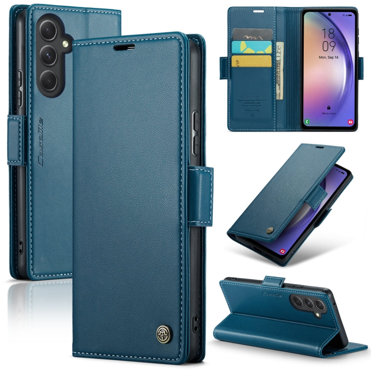 For Samsung Galaxy A54 5G CaseMe 023 Butterfly Buckle Litchi Texture RFID Anti-theft Leather Phone Case(Blue) - Galaxy Phone Cases by CaseMe | Online Shopping UK | buy2fix