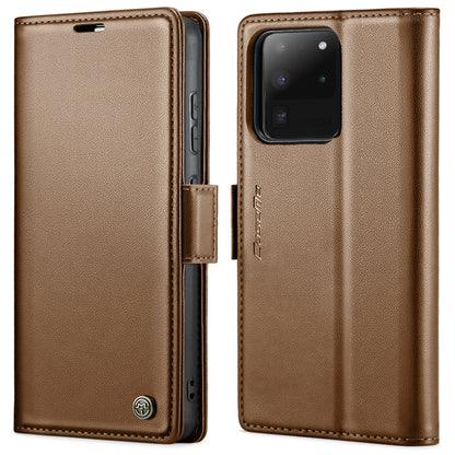 For Samsung Galaxy S20 Ultra CaseMe 023 Butterfly Buckle Litchi Texture RFID Anti-theft Leather Phone Case(Brown) by CaseMe