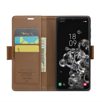For Samsung Galaxy S20 Ultra CaseMe 023 Butterfly Buckle Litchi Texture RFID Anti-theft Leather Phone Case(Brown) by CaseMe