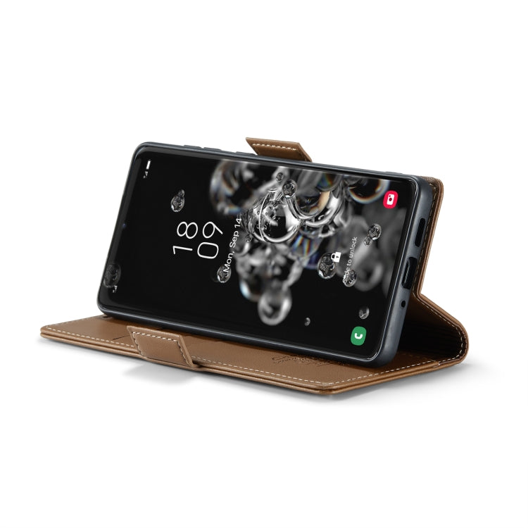 For Samsung Galaxy S20 Ultra CaseMe 023 Butterfly Buckle Litchi Texture RFID Anti-theft Leather Phone Case(Brown) by CaseMe