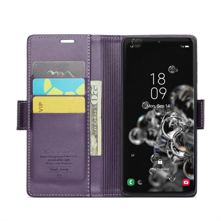 For Samsung Galaxy S20 Ultra CaseMe 023 Butterfly Buckle Litchi Texture RFID Anti-theft Leather Phone Case(Pearly Purple) by CaseMe