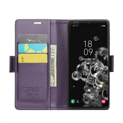 For Samsung Galaxy S20 Ultra CaseMe 023 Butterfly Buckle Litchi Texture RFID Anti-theft Leather Phone Case(Pearly Purple) by CaseMe