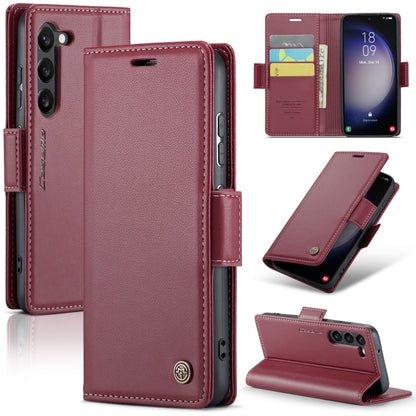 For Samsung Galaxy S24 CaseMe 023 Butterfly Buckle Litchi Texture RFID Anti-theft Leather Phone Case(Wine Red) - Galaxy S24 5G Cases by CaseMe | Online Shopping UK | buy2fix