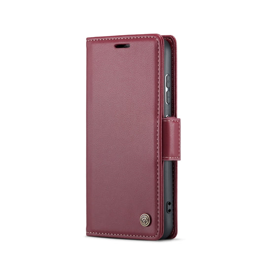 For Samsung Galaxy S24 CaseMe 023 Butterfly Buckle Litchi Texture RFID Anti-theft Leather Phone Case(Wine Red) by CaseMe