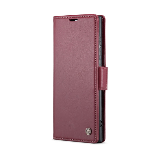For Samsung Galaxy S24 Ultra CaseMe 023 Butterfly Buckle Litchi Texture RFID Anti-theft Leather Phone Case(Wine Red) by CaseMe