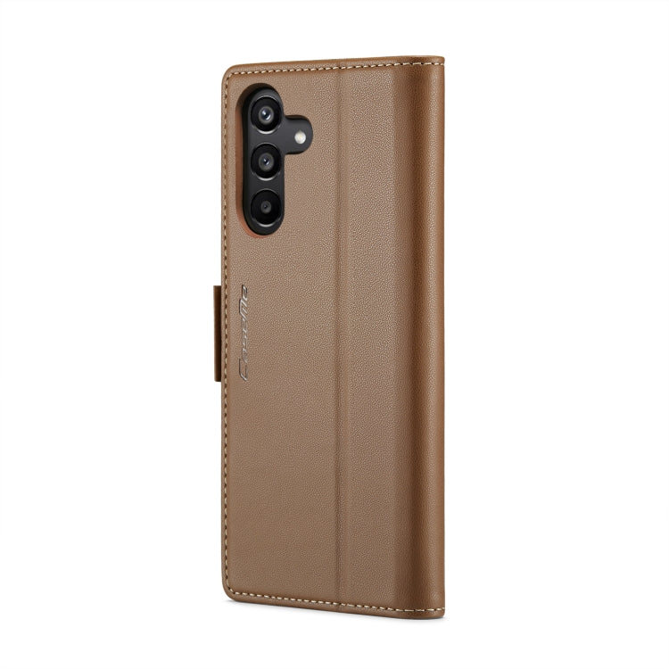 For Samsung Galaxy A15 4G/5G CaseMe 023 Butterfly Buckle Litchi Texture RFID Anti-theft Leather Phone Case(Brown) - Galaxy Phone Cases by CaseMe | Online Shopping UK | buy2fix