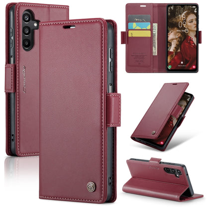 For Samsung Galaxy A15 4G/5G CaseMe 023 Butterfly Buckle Litchi Texture RFID Anti-theft Leather Phone Case(Wine Red) - Galaxy Phone Cases by CaseMe | Online Shopping UK | buy2fix