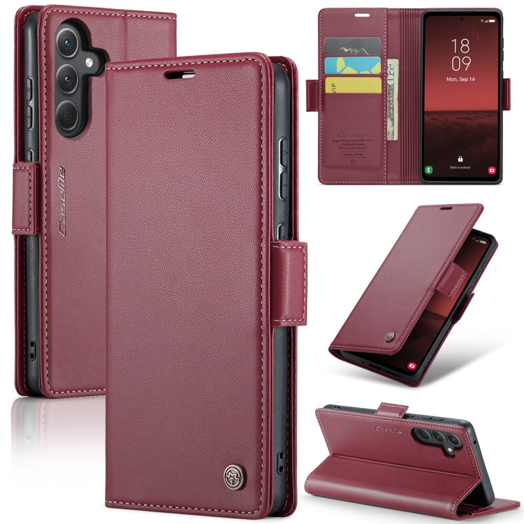 For Samsung Galaxy A35 5G CaseMe 023 Butterfly Buckle Litchi Texture RFID Anti-theft Leather Phone Case(Wine Red) - Galaxy Phone Cases by CaseMe | Online Shopping UK | buy2fix