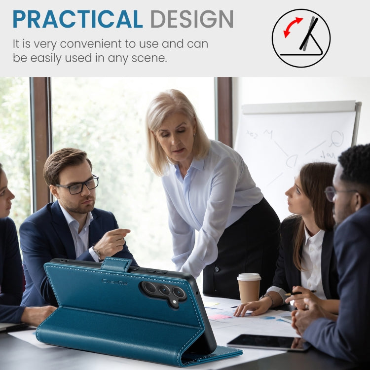 For Samsung Galaxy A35 5G CaseMe 023 Butterfly Buckle Litchi Texture RFID Anti-theft Leather Phone Case(Blue) by CaseMe