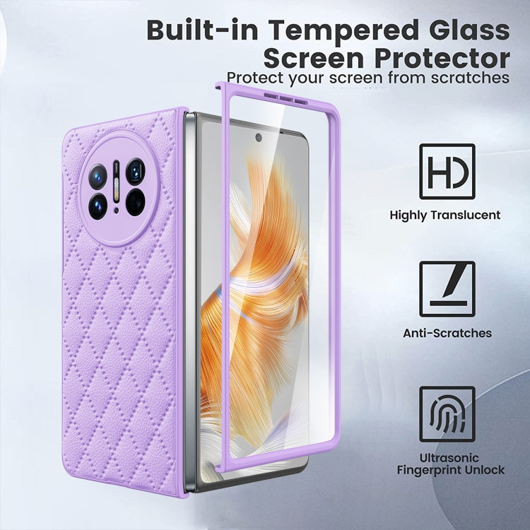 For Huawei Mate X3 Diamond Lattice Integrated Leather Phone Case(Black) - Huawei Cases by buy2fix | Online Shopping UK | buy2fix