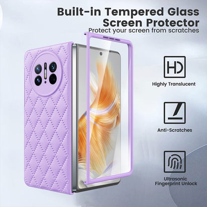For Huawei Mate X3 Diamond Lattice Integrated Leather Phone Case(Purple) - Huawei Cases by buy2fix | Online Shopping UK | buy2fix