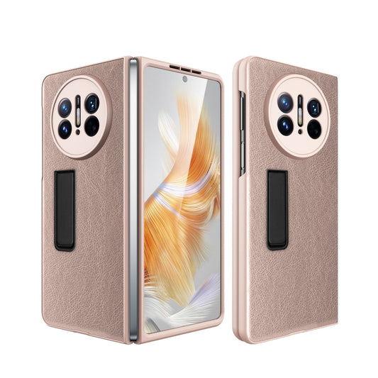 For Huawei Mate X3 Litchi Texture Integrated Shockproof Phone Case with Holder(Gold) - Huawei Cases by buy2fix | Online Shopping UK | buy2fix