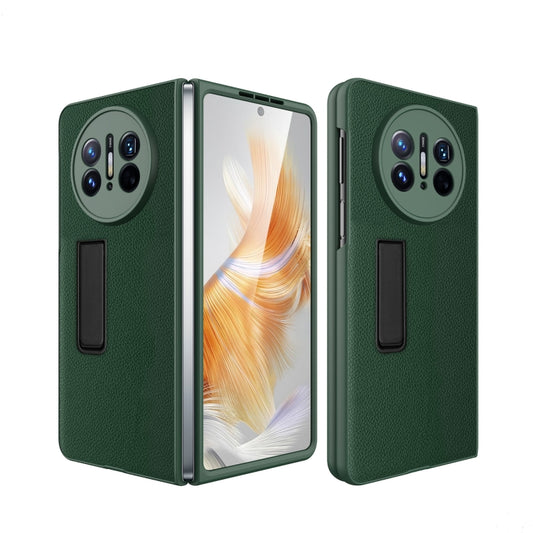 For Huawei Mate X3 Litchi Texture Integrated Shockproof Phone Case with Holder(Green) - Huawei Cases by buy2fix | Online Shopping UK | buy2fix