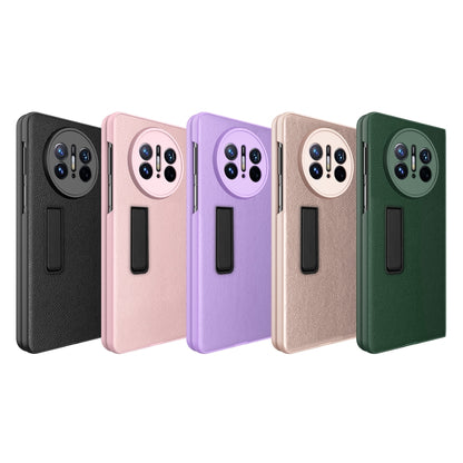 For Huawei Mate X3 Litchi Texture Integrated Shockproof Phone Case with Holder(Purple) - Huawei Cases by buy2fix | Online Shopping UK | buy2fix