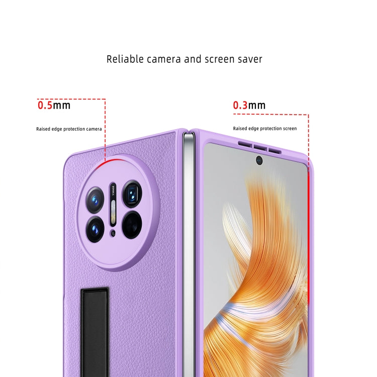 For Huawei Mate X3 Litchi Texture Integrated Shockproof Phone Case with Holder(Purple) - Huawei Cases by buy2fix | Online Shopping UK | buy2fix