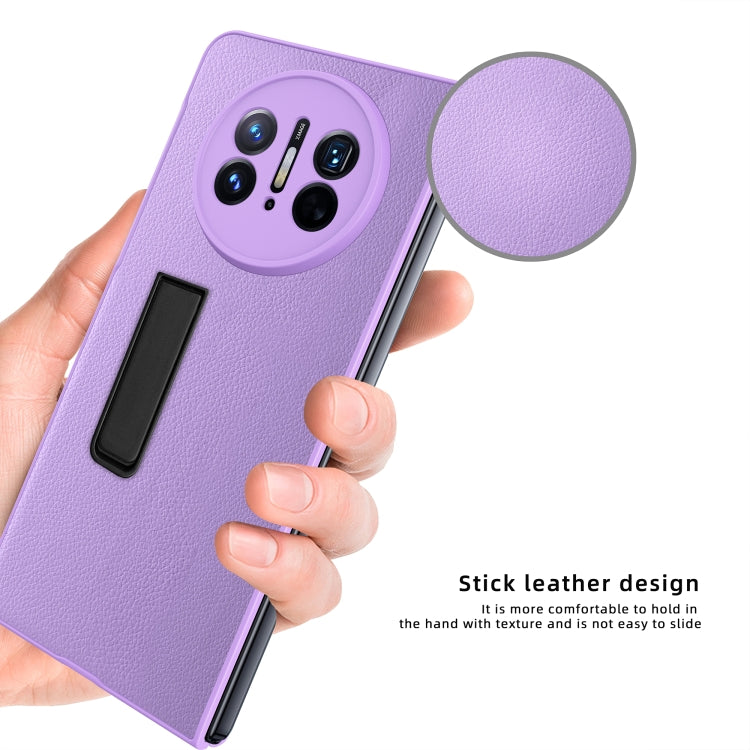 For Huawei Mate X3 Litchi Texture Integrated Shockproof Phone Case with Holder(Purple) - Huawei Cases by buy2fix | Online Shopping UK | buy2fix